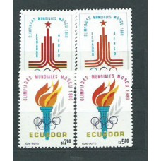 Ecuador - Correo 1980 Yvert 996/97+Av 712/13 ** Mnh Deportes.Olimpiadas de Moscu