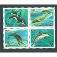 Estados Unidos - Correo 1990 Yvert 1917/20 ** Mnh  Fauna marina