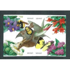 Estados Unidos Correo 2007 Yvert 3935/38 Carnet ** Mnh Flores. Fauna