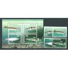 Eslovenia - Correo 1997 Yvert 169/72+Hb 4 ** Mnh Fauna peces