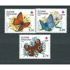 Finlandia - Correo 1990 Yvert 1076/8 ** Mnh Cruz roja, mariposas