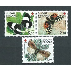 Finlandia - Correo 1992 Yvert 1138/40 ** Mnh Crua roja, mariposas