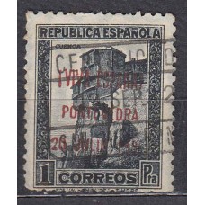 Locales Patrióticos Pontevedra 1936 Edifil 16hcc usado  Sobrecarga cambio de color