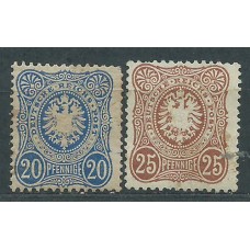 Alemania Imperio Correo 1875 Yvert 33+34 * Mh nº 34 con defecto