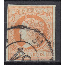 Matasellos y marcas de 4 cuartos Rueda de carreta 1860 Edifil 52 nº 34 Lugo