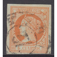 Matasellos y marcas de 4 cuartos Rueda de carreta 1860 Edifil 52 nº 37 Palma de Mallorca