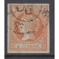 Matasellos y marcas de 4 cuartos Rueda de carreta 1860 Edifil 52 nº 38 Pamplona