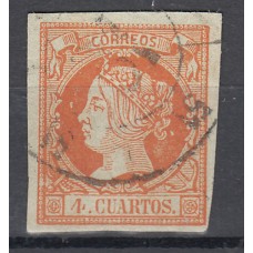 Matasellos y marcas de 4 cuartos Rueda de carreta 1860 Edifil 52 nº 51 Bailen