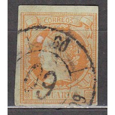 Matasellos y marcas de 4 cuartos Rueda de carreta 1860 Edifil 52 nº 60 Vigo