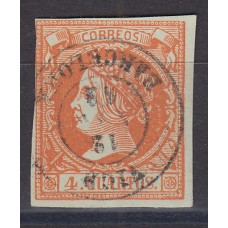 Matasellos y marcas de 4 cuartos Fechador 1860 Edifil 52 Vich (Barcelona)