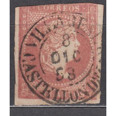 Matasellos y marcas de 4 cuartos Fechador 1856 Edifil 48 Villarreal (Castellon)