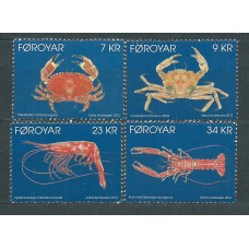 Feroe - Correo Yvert 771/74 ** Mnh Fauna Crustaceos