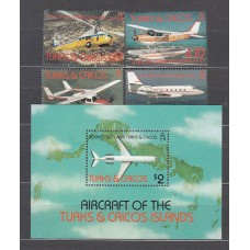 Turk y Caicos - Correo Yvert 594/7+H.41 ** Mnh Aviones