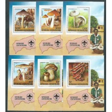 Centroafrica - Correo Yvert 635A/D+A.308A/B ** Mnh Setas en 6 Hojitas