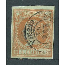 Matasellos y marcas de 4 cuartos Fechador 1860 Edifil 52 S Clemente (Cuenca) Tipo II