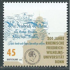 Alemania Federal Correo 2018 Yvert 3138 ** Mnh 200 º Universidad de Bonn