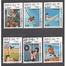 Laos - Correo 1983 Yvert 448/53 usado  Olimpiadas Los Angeles