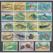 San Vicente - Correo Yvert 386/404 usado  Fauna peces