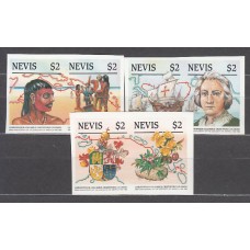 Nevis - Correo Yvert 381/6 sin dentar ** Mnh Descubrimiento de América