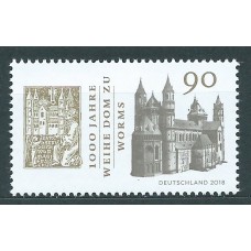 Alemania Federal Correo 2018 Yvert 3174 ** Mnh 1000 Anº Catedral de Worms