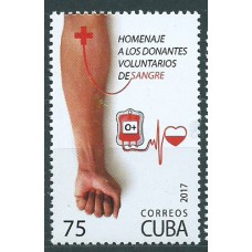 Cuba Correo 2017 Yvert 5593 ** Mnh Homenaje a los donantes voluntarios de Sangre