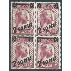 España Variedades 1938 Edifil 791d ** Bloque de 4, Dtº 14 de Linea