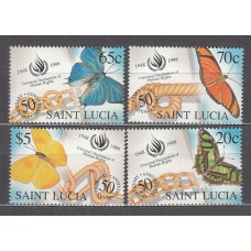 Santa Lucia - Correo Yvert 1097/100 ** Mnh Fauna mariposas