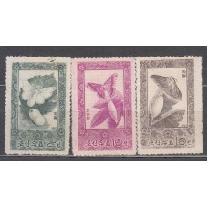 Corea del Norte - Correo 1965 Yvert 624/6 ** Mnh  Fauna mariposas