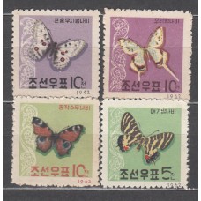 Corea del Norte - Correo 1966 Yvert 369/72 (*) Fauna mariposas