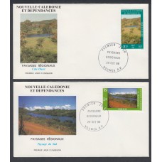 Nueva Caledonia SPD FDC Yvert 525/526 - 1986 Matasello Paisajes