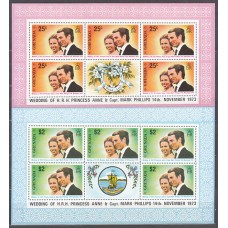 Grenada - Correo 1973 Yvert 490/1 mini pliego ** Boda real