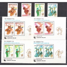 Corea del Sur - Correo 1987 Yvert 1388/91+H.408/11 ** Mnh Olimpiadas de Seul