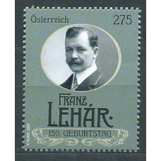 Austria Correo 2020 Yvert 3396 ** Mnh Franz Lehár 150 Annº