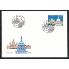 Suiza Sobre Primer Dia FDC Yvert 1367 Estados Unidos 1991