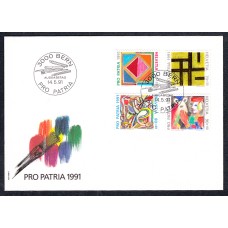 Suiza Sobre Primer Dia FDC Yvert 1374/77 Pro Patria 1991