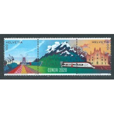 Suiza Correo 2020 Yvert 2593/94 ** Mnh Ceneri 2020 Tren