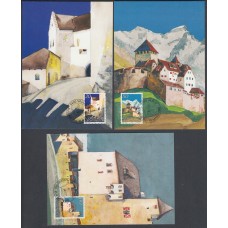 Liechtenstein Tarjetas Maximas Yvert 837/39 mk 63 - arquitectura 1986