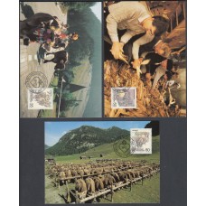 Liechtenstein Tarjetas Maximas Yvert 912/14 mk 90 - animales 1989