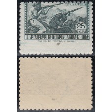 España Variedades 1938 Edifil 794dha ** Mnh Dentado horizontal muy desplazado Sin República Española