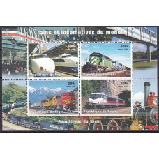 Niger Correo 1998 Yvert 1235/38 ** Mnh Trenes