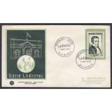 Francia Sobres Primer Dia FDC Yvert 936 - Rene Laennec Quimper - 1952