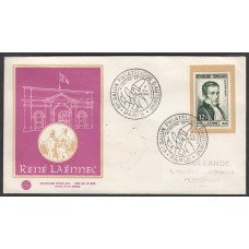 Francia Sobres Primer Dia FDC Yvert 936 c - Rene Laennec Quimper - 1952