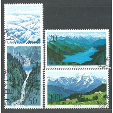 China Correo 1996 Yvert 3413/16 usado Lago Tianchi