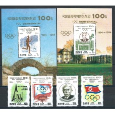 Corea del Norte - Correo 1994 Yvert 2492/95+H,168/69 ** Mnh Deportes