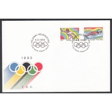 Finlandia Sobre Primer Dia FDC Yvert 1127/1128 - Deportes olimpicos - 1992