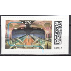 Alemania Federal Correo 2021 Yvert 3407 ** Mnh Westend Frankfurt Adh de Carnet