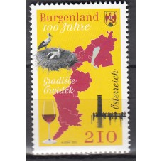 Austria Correo 2021 Yvert 3474 ** Mnh Burgenland 100 Años