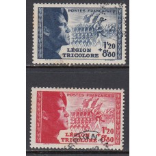 Francia - Correo 1942 Yvert 565/6 usado Legión tricolor