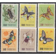 Formosa - Correo 1958 Yvert 249/54 * Mh Fauna mariposas