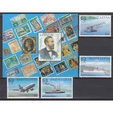 Santa Lucia Correo Yvert 1105/8+Hoja 61 ** Mnh 125 Aniversario UPU - Aviones